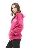 Go Veform Kanguru Cep Fermuarlı Kadın Sweatshirt Fuşya ZN5025