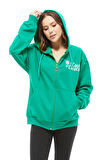 Go Veform Kanguru Cep Fermuarlı Kadın Sweatshirt Yeşil ZN5025