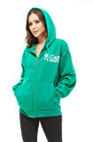 Go Veform Kanguru Cep Fermuarlı Kadın Sweatshirt Yeşil ZN5025