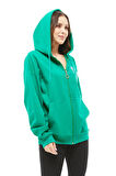 Go Veform Kanguru Cep Fermuarlı Kadın Sweatshirt Yeşil ZN5025