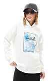 Go Veform Kapüşonlu Baskılı Üç İplik Kadın Sweatshirt Ekru ZN5026