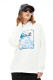 Go Veform Kapüşonlu Baskılı Üç İplik Kadın Sweatshirt Ekru ZN5026