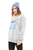 Go Veform Kapüşonlu Baskılı Üç İplik Kadın Sweatshirt Gri ZN5026