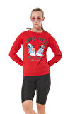 Go Veform Kadın Baskılı Sweatshirt Kırmızı ZN5048