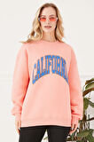 Go Veform Kadın California Baskılı Üç İplik Sweatshirt  Yavruağzı ZN5053
