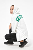 Go Veform Kadın Kanguru Cepli Kapüşanlu Fermuarlı Sweatshirt Ekru ZN5084