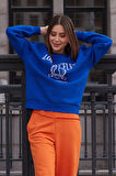 Go Veform Kadın Los Angeles Baskı Sweatshirt Saks ZN5097