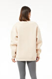 Go Veform Kadın Paris Baskılı Üç İplik Sweatshirt Bej  Bej ZN5107