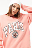 Go Veform Kadın Paris Baskılı Üç İplik Sweatshirt Yavruağzı  Yavruağzı ZN5107