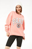 Go Veform Kadın Paris Baskılı Üç İplik Sweatshirt Yavruağzı  Yavruağzı ZN5107