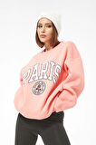 Go Veform Kadın Paris Baskılı Üç İplik Sweatshirt Yavruağzı  Yavruağzı ZN5107