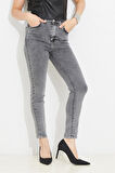 Go Veform Kadın Slim Fit Kot Pantolon Füme ZN5111
