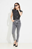 Go Veform Kadın Slim Fit Kot Pantolon Füme ZN5111