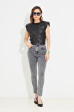 Go Veform Kadın Slim Fit Kot Pantolon Füme ZN5111