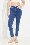 Go Veform Kadın Slim Fit Kot Pantolon Koyu Mavi ZN5111