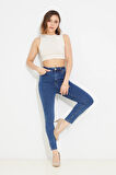 Go Veform Kadın Slim Fit Kot Pantolon Koyu Mavi ZN5111