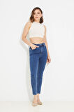 Go Veform Kadın Slim Fit Kot Pantolon Koyu Mavi ZN5111