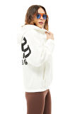 Go Veform Kadın Yarasa Kol Fermuarlı Cepli Kapüşonlu Sweatshirt Ekru ZN5119