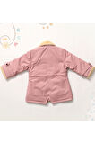 Kız Bebek ve Çocuk Yakası Kürklü Deri Mont PembeAVM2104