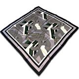 Pierre Cardin Siyah - Gri Geometrik Desen Tivil İpek Eşarp 8339438-912
