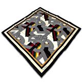 Pierre Cardin Siyah - Krem Geometrik Desen Tivil İpek Eşarp 8339438-913