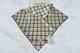 %100 İpek (Silk) Crepe Saten Eşarp - Krem- 8902230-324