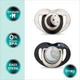 Mamajoo Ortodontik Emzik Seti 0 Ay+ Black & Pearl | İkili, Silikon, Damaklı | Sterilizasyon & Saklama Kabı Hediyeli