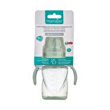 Mamajoo Kulplu Eğitici Bardak 270 ml & Yedek İkili Biberon Emziği XL No.4 / Powder Green