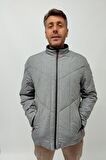 Mont Dik Yaka 3 Fermuarlı Cepli Modelli Dikiş %100 Polyester içi Polarlı Erkek Mont Kışlık Mont 