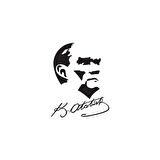 İmzalı Atatürk Silüet Oto Sticker 15 cm x 19 cm