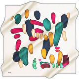 Aker Tivil Saf İpek Eşarp 8156713 - 922 Krem Pastel Desen
