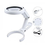 Usb Şarj Edilebilir Katlanabilir 3.5-10x Büyüteç 8 Ledli Masa Ve Eliçin  Taşınabilir Büyüteç Fs90rc