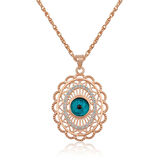 ​925 Ayar Gümüş Rose Oval Nazar Kolye T4102 (599599)