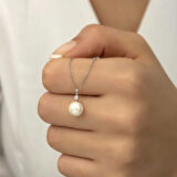 925 Ayar Gümüş Yuvarlak İnci Kadın Gümüş Kolye T5970 (599599)