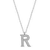 925 Ayar Gümüş Rodyum Kaplama R Harfi Kadın Gümüş Kolye T6695 (599599)