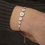 925 Ayar Gümüş Rose Sıralı Papatya Bileklik T4479 (599599)