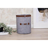 Deri Şeritli Yuvarlak Çok Amaçlı Düzenleyici Organizer Kutu Keçe Sepet (mega) 03877