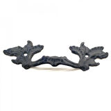 Antika Tarz Dekoratif Pirinç Çiçek Kapı Kulbu - 30x110 Mm, Oksit