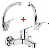 Mix Banyo Bataryası Lavabo - Evye 3 Lü Avantajlı Set