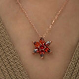 925 Ayar Gümüş Kırmızı Çiçek Kadın Gümüş Kolye T5158 (599599)