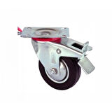 Servis Tekeri - Tablalı Frenli Siyah Döner - Çap 100 Mm