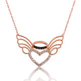 925 Ayar Gümüş Kalpli Melek Kanadı Kadın Gümüş Kolye PT2610529 (599599)