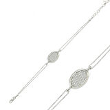 925 Ayar Gümüş Oval Beyaz Taşlı Bileklik BR0460299 (599599)
