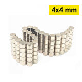 100 Adet 4x4 Mm Yuvarlak Neodyum Mıknatıs N35 Güçlü Magnet Nikel Kaplama