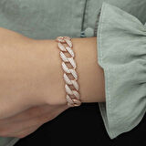 925 Ayar Gümüş Rose Taşlı Gurmet Bileklik T5850 (599599)