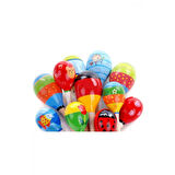 Renkli Ahşap Marakas Boncuklu Ritim Çıngırağı Çocuklar İçin Eğitici Ve Eğlenceli Müzik Aleti (7 Adet)