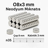 5 Adet 8x3mm Yuvarlak Neodyum Mıknatıs Güçlü Nikel Kaplamalı Kaliteli Dayanıklı Magnet