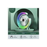 Masaüstü Vantilatör Usb Şarjlı Rgb Led Işıklı 3 Kademeli 180° Ayarlanabilir Soğutucu Fan Yeşil