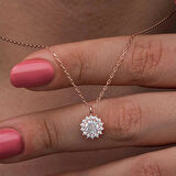 925 Ayar Gümüş Rose Minimal Yuvarlak Anturaj Kadın Kolye T8571 (599599)