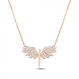 925 Ayar Gümüş Rose Mikail Meleği Kadın Gümüş Kolye T5752 (599599)